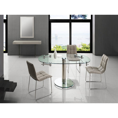 Leandro Set Of 2 Dining Chair In Taupe Pu Leather