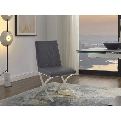 Loft Set Of 2 Dining Chair In Gray Pu Leather