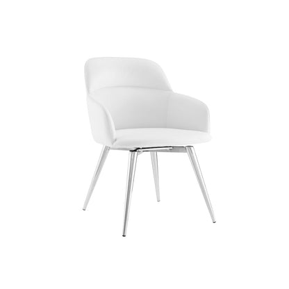Pirouette 180 Swivel Dining Chair In White Pu Leather
