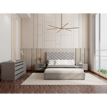 Parker Queen Storage Bed In Gray Velvet Fabric