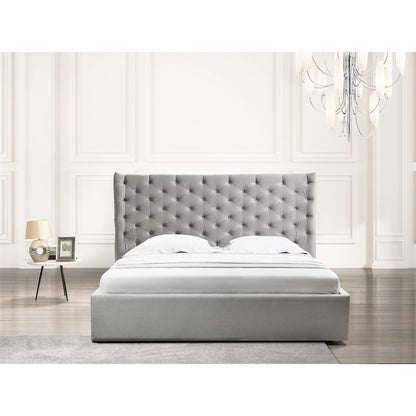 Parker Queen Storage Bed In Gray Velvet Fabric