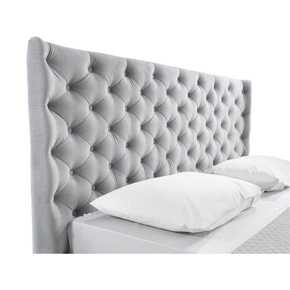 Parker Queen Storage Bed In Gray Velvet Fabric
