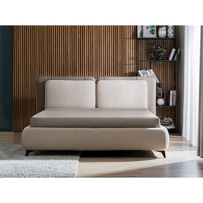 Ayla King Storage Bed In Taupe Linen Fabric