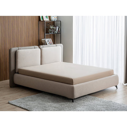 Ayla King Storage Bed In Taupe Linen Fabric