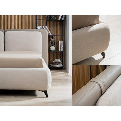 Ayla King Storage Bed In Taupe Linen Fabric