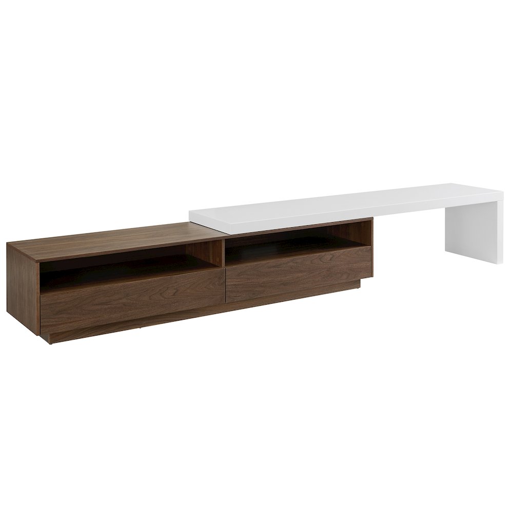 Celine Extendable Entertainment Center In Walnut Veneer With Storage