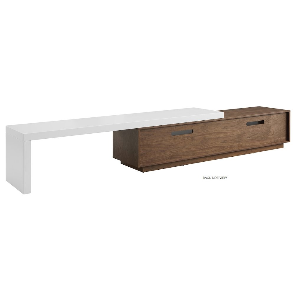 Celine Extendable Entertainment Center In Walnut Veneer With Storage