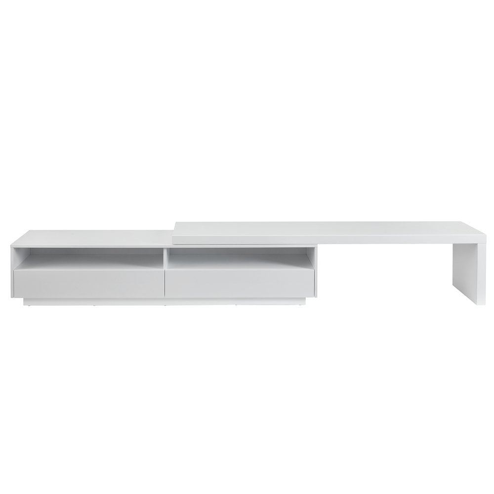 Celine Extendable Entertainment Center In White Matte With Storage