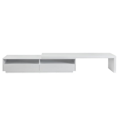 Celine Extendable Entertainment Center In White Matte With Storage
