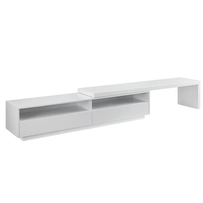 Celine Extendable Entertainment Center In White Matte With Storage