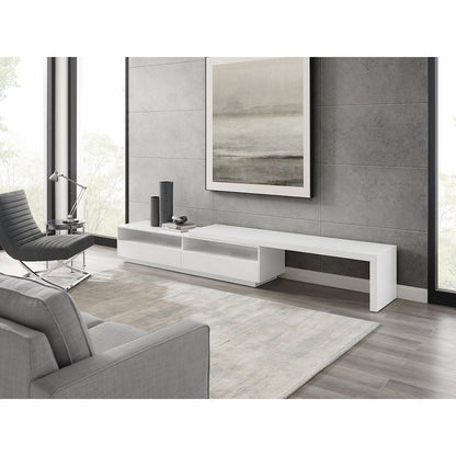 Celine Extendable Entertainment Center In White Matte With Storage