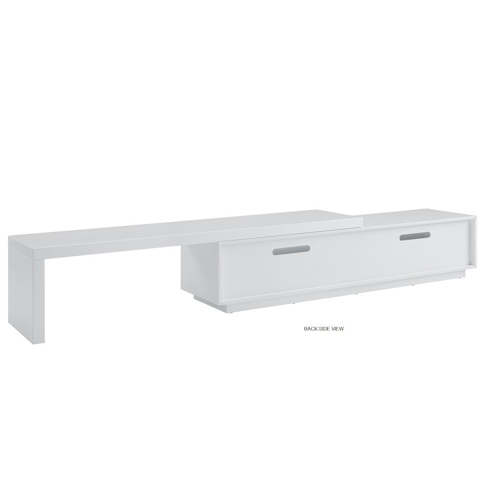 Celine Extendable Entertainment Center In White Matte With Storage