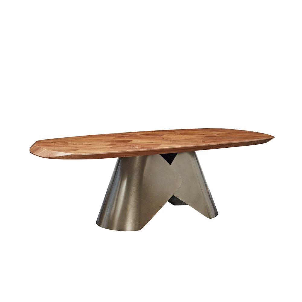 Rocco Dining Table With Bronze Base And Walnut Top