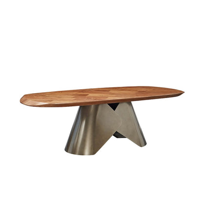 Rocco Dining Table With Bronze Base And Walnut Top