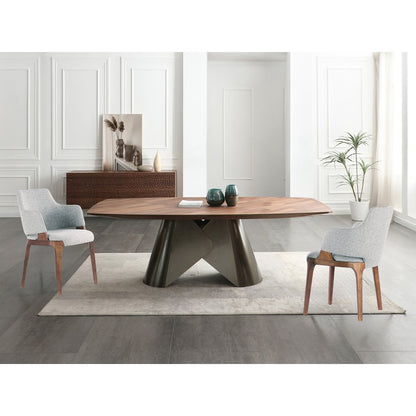 Rocco Dining Table With Bronze Base And Walnut Top