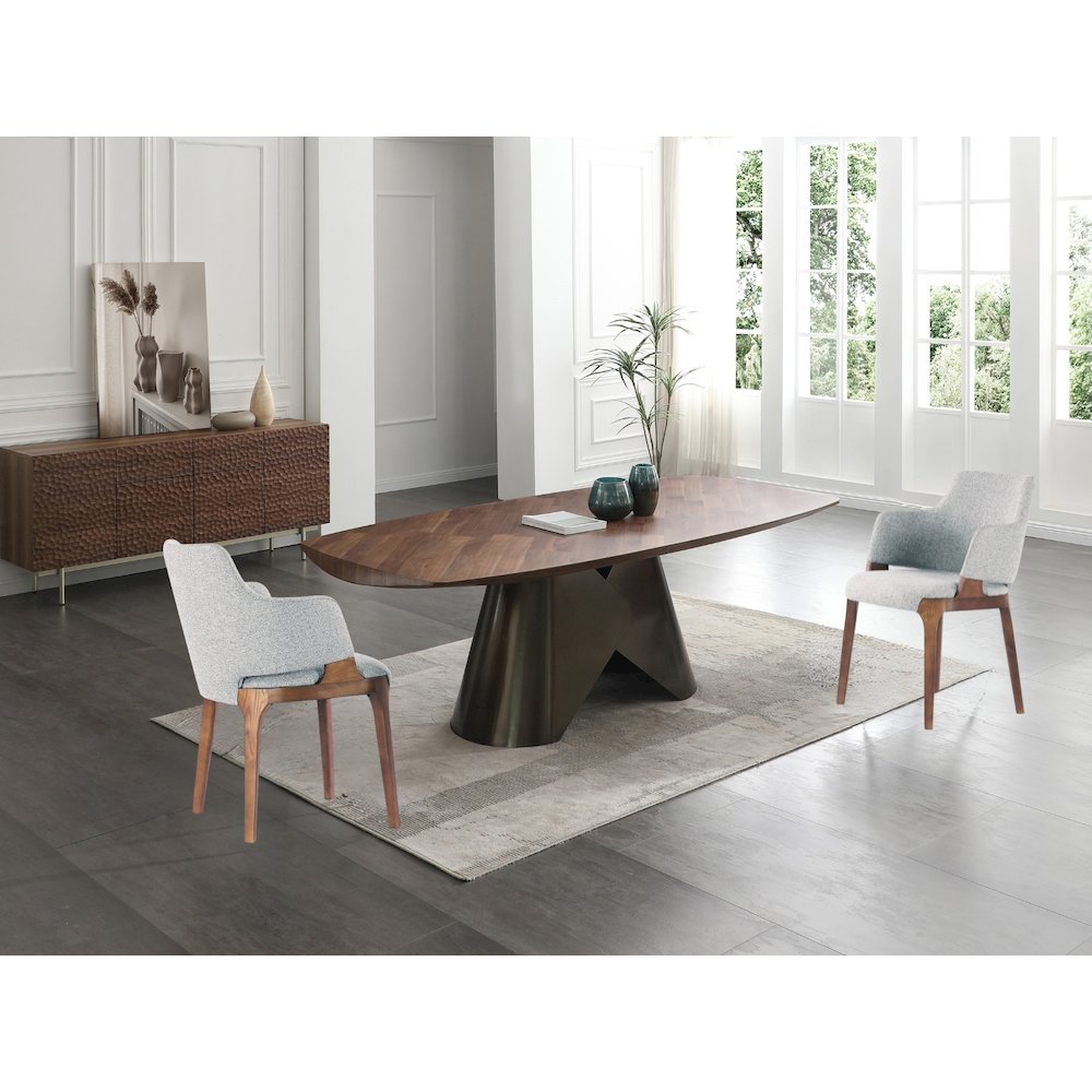 Rocco Dining Table With Bronze Base And Walnut Top