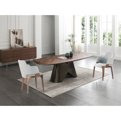 Rocco Dining Table With Bronze Base And Walnut Top