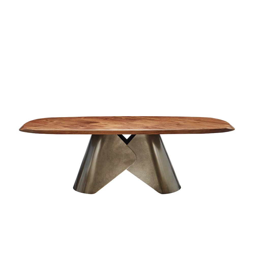 Rocco Dining Table With Bronze Base And Walnut Top