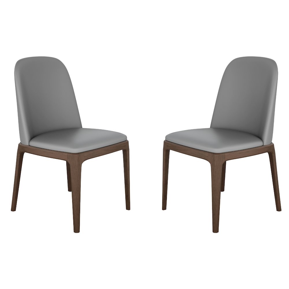 Eric Set Of 2 Dining Chair In Gray Pu-Leather