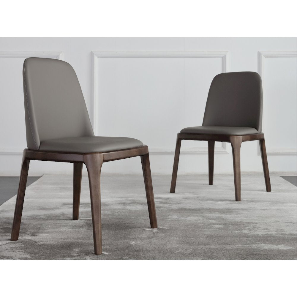 Eric Set Of 2 Dining Chair In Gray Pu-Leather
