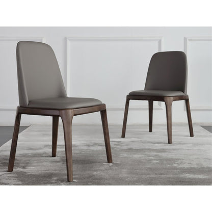Eric Set Of 2 Dining Chair In Gray Pu-Leather