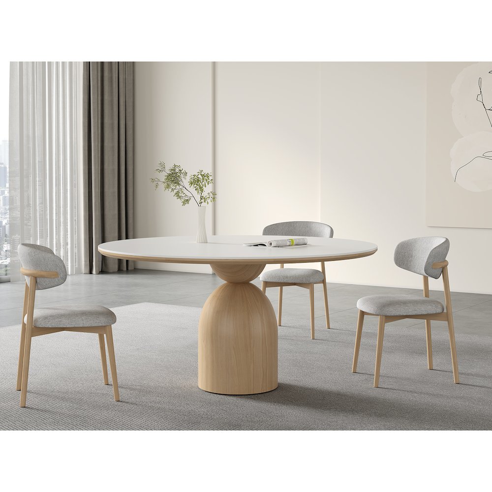 Andrea Set Of 2 Dining Chair In Beige Linen Fabric