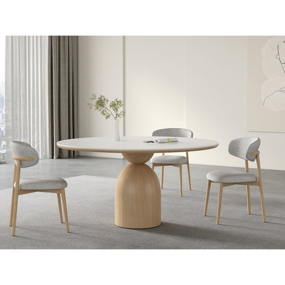 Andrea Set Of 2 Dining Chair In Beige Linen Fabric