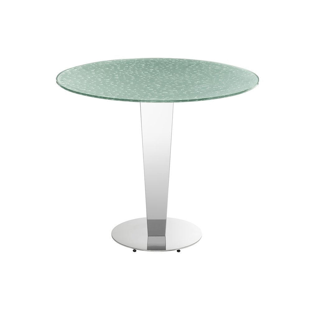 Enzo 39 In Round Counter Table In Silver Rain Drops Glass