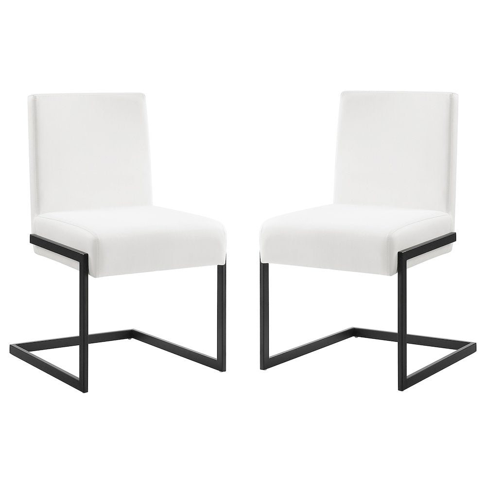 Fontana Set Of 2 Dining Chair In White Pu Leather