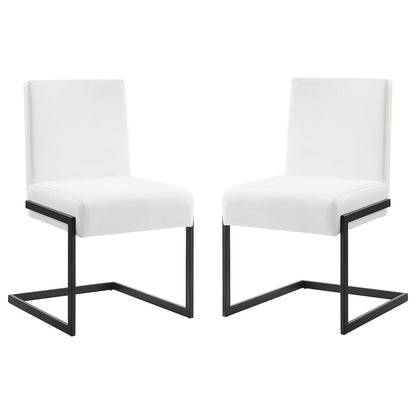 Fontana Set Of 2 Dining Chair In White Pu Leather