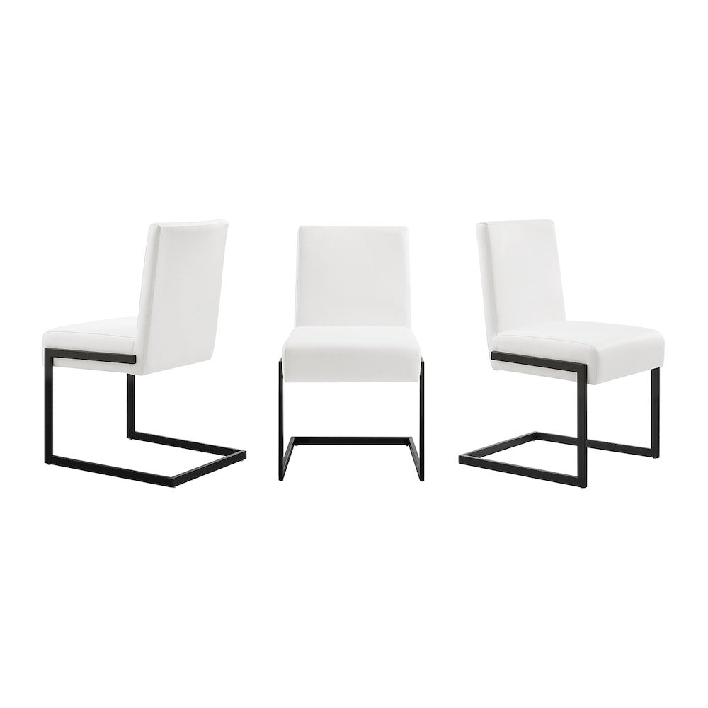 Fontana Set Of 2 Dining Chair In White Pu Leather