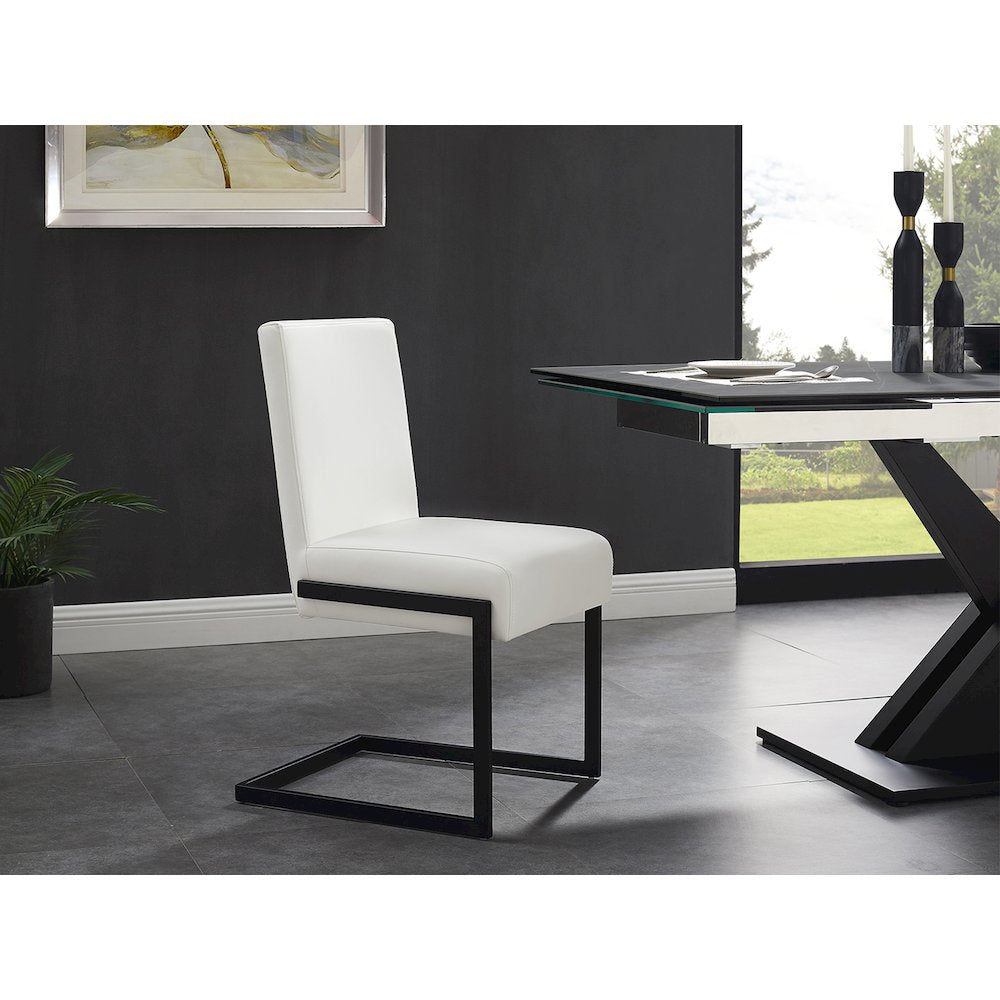 Fontana Set Of 2 Dining Chair In White Pu Leather