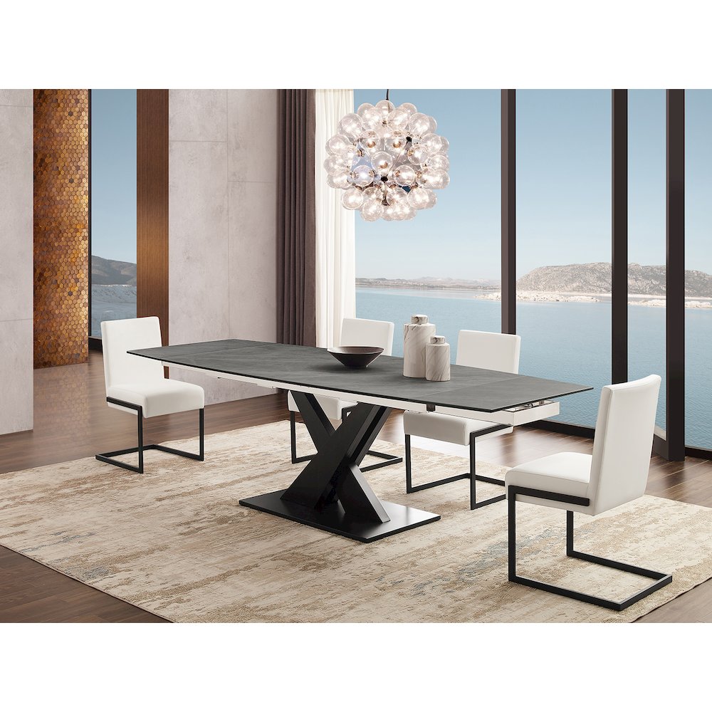 Fontana Set Of 2 Dining Chair In White Pu Leather