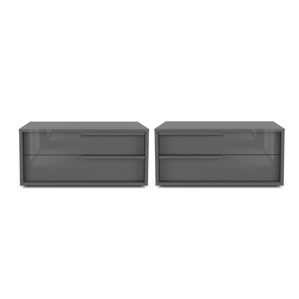 Alessio Set 2 nightstand in dark gray high gloss