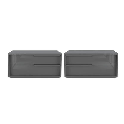 Alessio Set 2 nightstand in dark gray high gloss