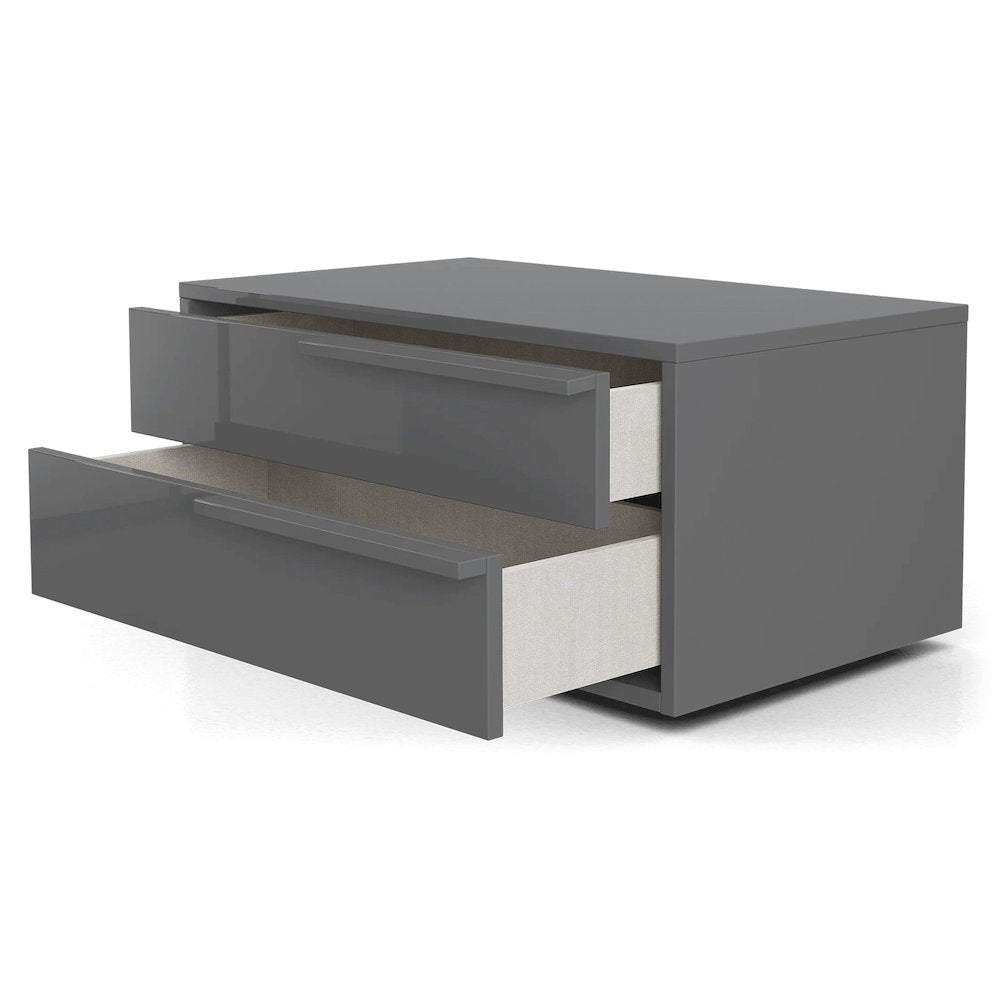 Alessio Set 2 nightstand in dark gray high gloss