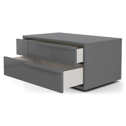 Alessio Set 2 nightstand in dark gray high gloss