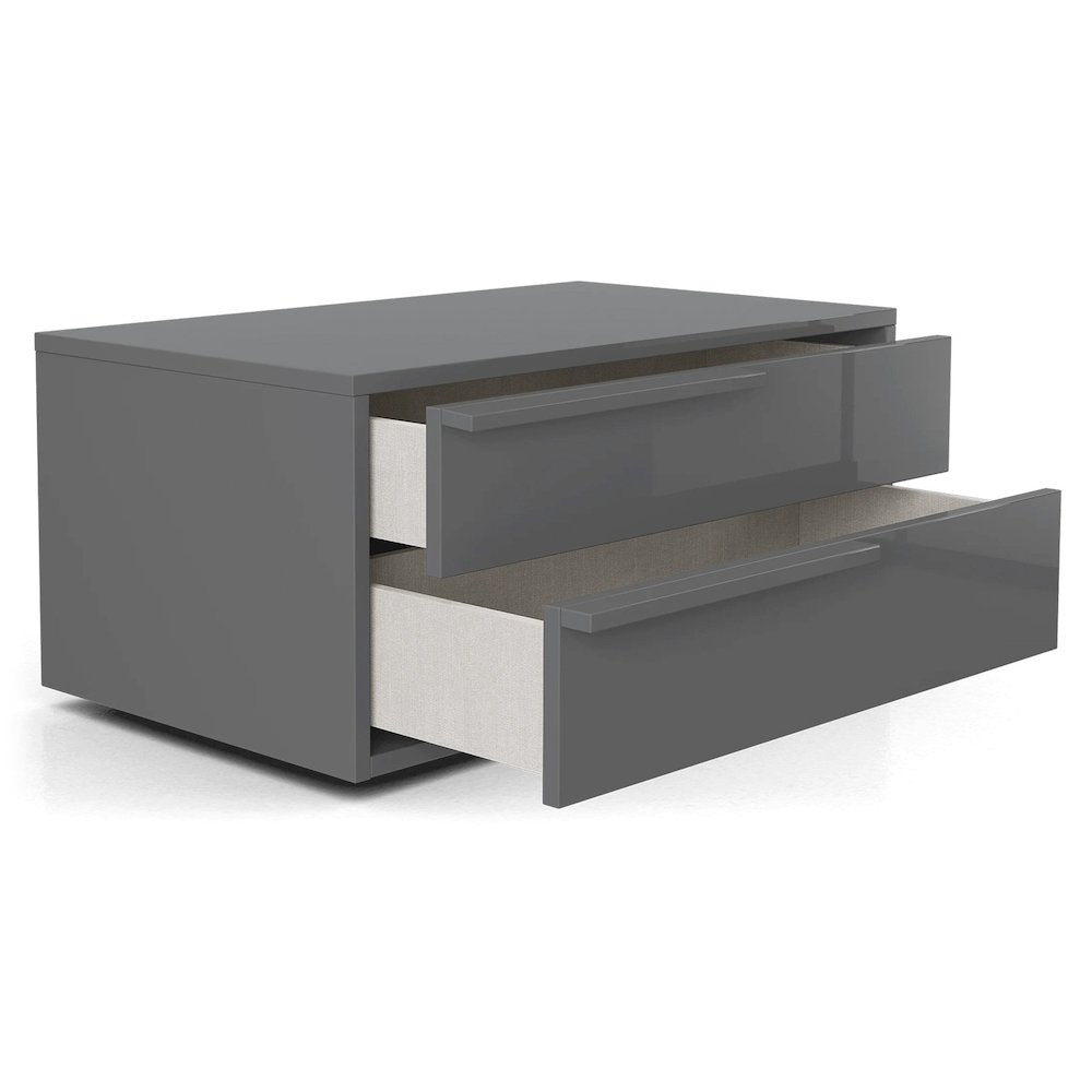 Alessio Set 2 nightstand in dark gray high gloss