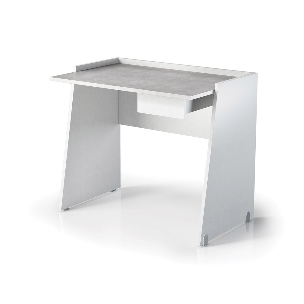Marco Office Desk In Light Gray Concrete Melamine With Storage