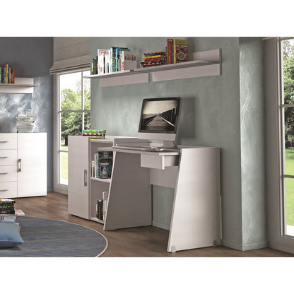 Marco Office Desk In Light Gray Concrete Melamine With Storage