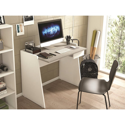 Marco Office Desk In Light Gray Concrete Melamine With Storage