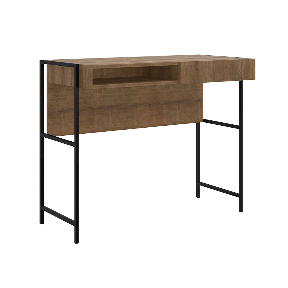 Clark Office Desk In Walnut Laminate With Storage
