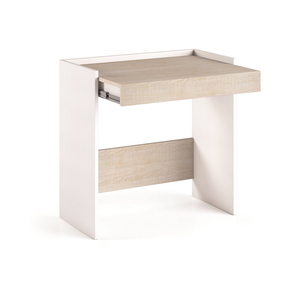 Lulu Office Desk In Light Oak Concrete Melamine With Storage