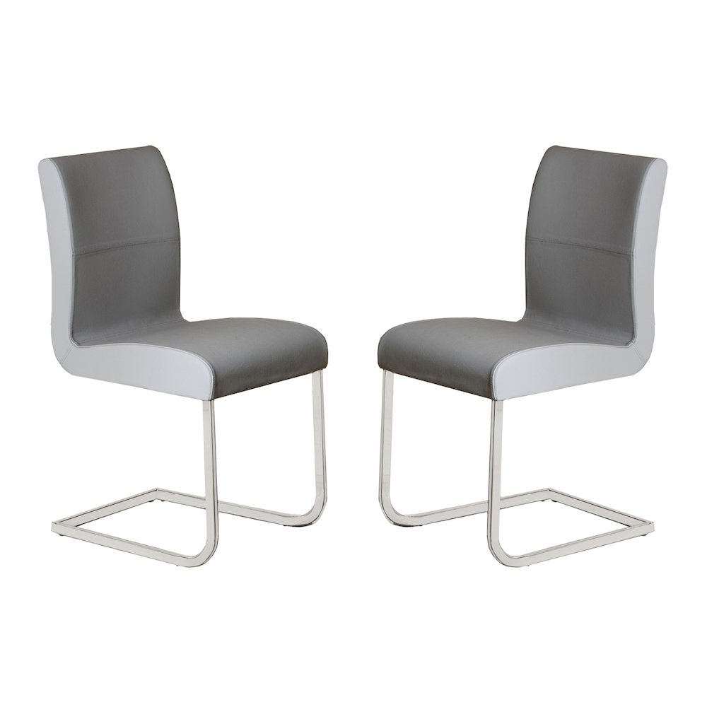 Stella Set Of 2 Dining Chair In Gray Top Grain Leather