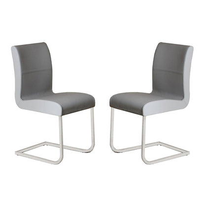 Stella Set Of 2 Dining Chair In Gray Top Grain Leather