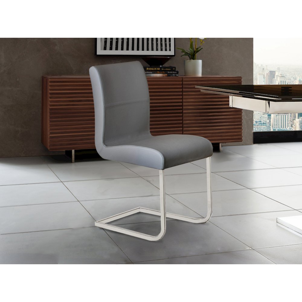 Stella Set Of 2 Dining Chair In Gray Top Grain Leather