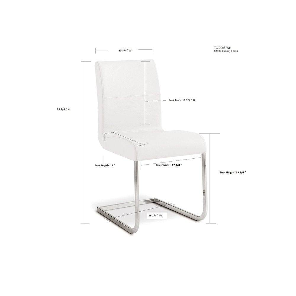 Stella Set Of 2 Dining Chair In Gray Top Grain Leather