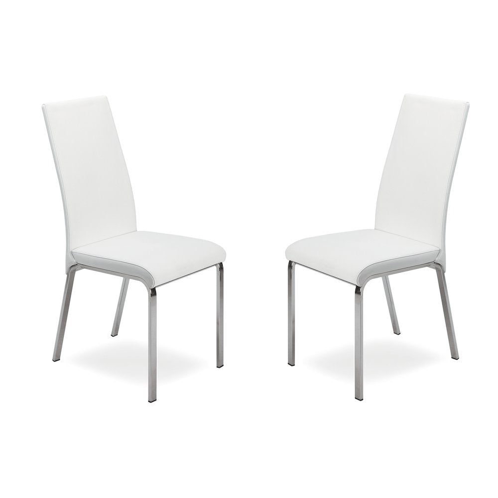 Loto Set Of 2 Dining Chair In White Top Grain Leather