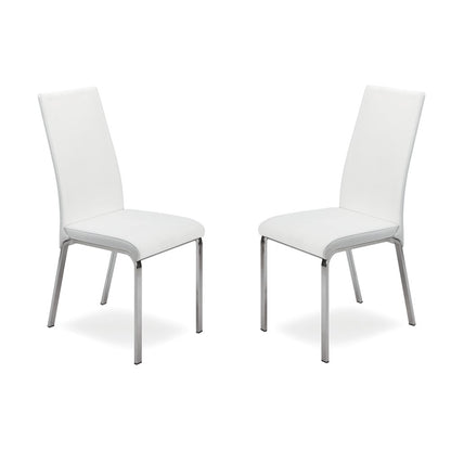 Loto Set Of 2 Dining Chair In White Top Grain Leather