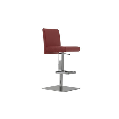 Vittoria Adjustable 360 Swivel Bar Stool In Burgundy Top Grain Leather